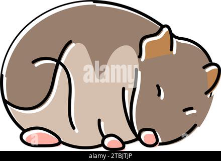 Hamster schlafende Haustier Farbe Symbol Vektor Illustration Stock Vektor