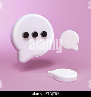 Chat-Bubble-Symbole Isoliert Über Rosa Hintergrund. Minimalistischer Cartoon-Stil. Inthernet-Konzept. Abbildung 3D-Rendering. Stockfoto