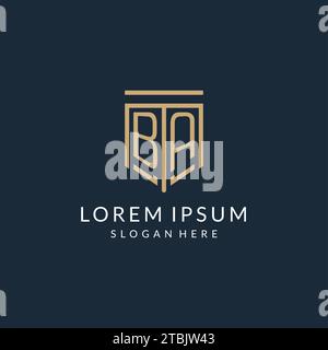Initial BA Shield Logo Monoline Stil, moderne und luxuriöse Monogramm Logo Design Vektorgrafik Stock Vektor