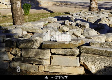 Ruinen des Marsaltars (Ares), im antiken Agora oder Marktplatz in Athen, Griechenland Stockfoto