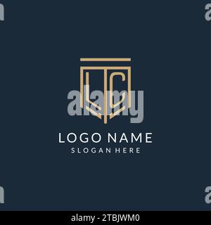 Initial LC Shield Logo Monoline Stil, moderne und luxuriöse Monogramm Logo Design Vektorgrafik Stock Vektor