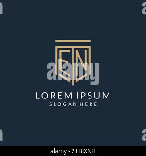 Initial EN Shield Logo Monoline Stil, moderne und luxuriöse Monogramm Logo Design Vektorgrafik Stock Vektor