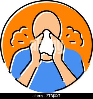 Husten Niesen Krankheit Symptom Farbe Symbol Vektor Illustration Stock Vektor