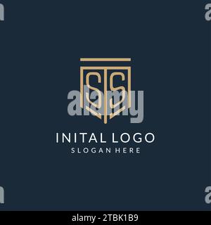 Initial SS-Schild Logo Monoline Stil, moderne und luxuriöse Monogramm Logo Design Vektorgrafik Stock Vektor