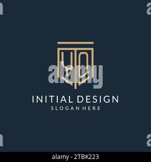 Initial YQ Shield Logo Monoline Stil, moderne und luxuriöse Monogramm Logo Design Vektorgrafik Stock Vektor