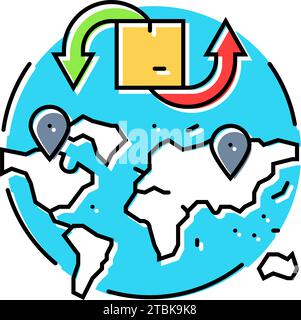 Cross-border Trade Logistic Manager Farbe Symbol Vektor Illustration Stock Vektor