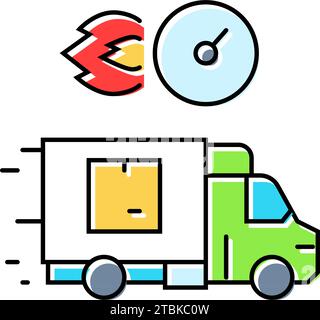 Last Mile Delivery Logistic Manager Farbsymbolvektor Illustration Stock Vektor