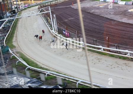 Allgemeine Ansichten des Owlerton Dog Racing Stadium in Penistone Road, Sheffield, South Yorkshire, Großbritannien. Stockfoto