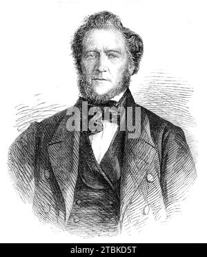 Brigham Young, Präsident und Chief Prophet der Mormon Church, 1861. Über sein frühes Leben ist wenig bekannt... in Verbindung mit den Mormonen erschien er erstmals im August 1844 in einer prominenten Position, kurz nach dem Mord an Joseph Smith, dem Gründer der Sekte... "dem Präsidenten", wie die Leute ihn nennen, oder "Bruder Brigham", wie er sich selbst stilisiert, war die Regie- und Einflusskraft. Er hat die Einrichtung von Biershops verboten, und es gibt nur einen Ort in Salt Lake City, wo Alkohol in Mengen erhältlich ist... Er regiert, als Leiter der Kirche und de fa Stockfoto