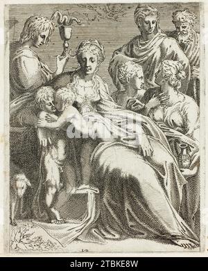 Die Heilige Familie mit Heiligen, 1540/55. Stockfoto