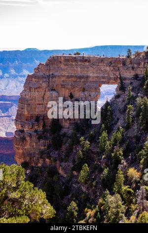 Foto von Angel's Window am Cape Royal, North Rim. Grand Canyon National Park, Arizona, USA. Stockfoto