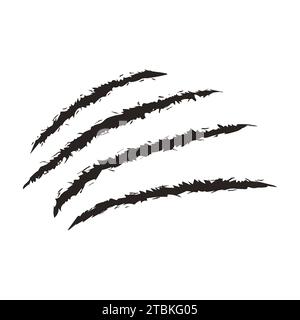 Kratzer und Flecken der Tierkralle. Symbol, flacher Stil, schwarze Silhouette. Vektor auf weißem Hintergrund isoliert. Kratzer von Katze, Tiger, Löwe, Hund, jagu Stock Vektor