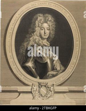 Porträt von Adrien-Maurice, Herzog von Noailles, 1721; postum nach 1780 gedruckt. Stockfoto