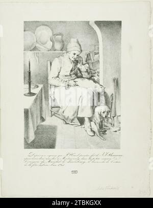 Skizze von Jean-Jacques Rousseau (Recto); Waldszene (verso), n.d. Stockfoto