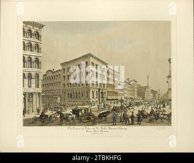 Ecke Lake und La Salle Street, Chicago, Marine Bank Building im Jahr 1864, veröffentlicht im Januar 1927. Stockfoto