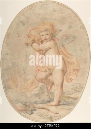 Cupid gießt Wasser auf ein brennendes Herz 1880 von Giovanni Larciani („Meister der Kress-Landschaften“) Stockfoto