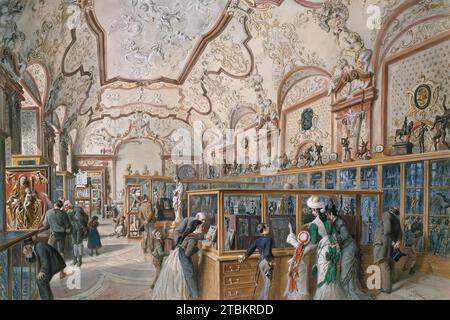 Der Marmorsaal der Ambraser-Galerie im Unteren Belvedere, Wien 1876. Stockfoto