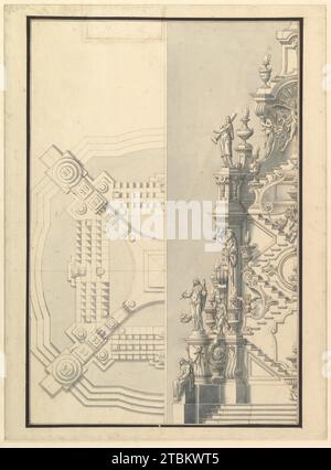 Half Elevation and Half Ground Plan für eine Catafalque 1972 von Giuseppe Galli Bibiena Stockfoto