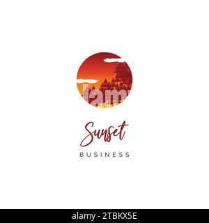 Inspiration für das Logo des Sunset Icons Stock Vektor