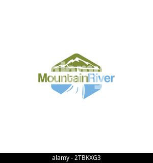 Inspiration für das Logo der Berg- und Flusssymbole Stock Vektor