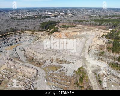 Drohnenfotos von Cement Plant & Quarry, Wake Forest NC Stockfoto