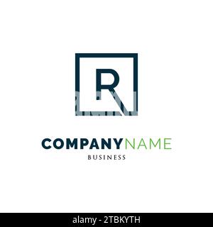 Design-Vorlage für Logo mit quadratischem Logo des Anfangsbuchstaben R Stock Vektor