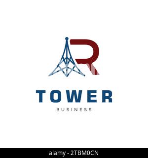 Inspiration für das Design des ersten Buchstaben R Tower Icon Stock Vektor