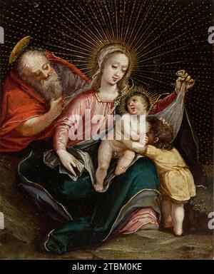 Die Heilige Familie mit dem Heiligen Johannes dem Täufer (La sagrada familia con San Juan Bautista), 18. Jahrhundert. Stockfoto