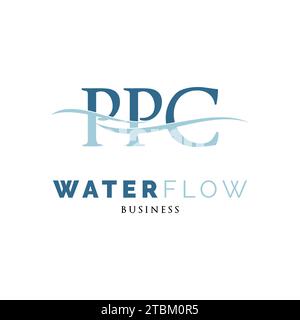 Anfangsbuchstabe PPC Wasserfluss-Symbol-Design-Vorlage Stock Vektor