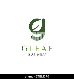 Design-Vorlage für das Logo des ersten Buchstabens „G Leaf“ Stock Vektor