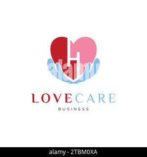 Initial Letter H Love Care Icon Design Template Stock Vektor