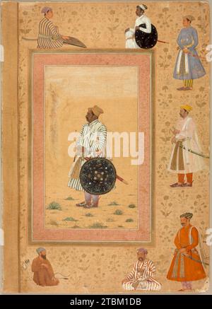 Rao Chattarsal von Bundi (?), Folio aus dem späten Shah Jahan-Album (Bild 2 von 3), 1500-1544 (Recto). Stockfoto