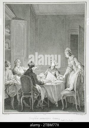 Sophie remettez-vous, 1779. Aus Collection compl&#xe8;te des oeuvres de J.-J. Rousseau (London, 1774-1783), Vol. 4, S. 236. Stockfoto