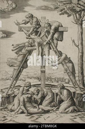 Abfahrt vom Kreuz, zwischen 1520 und 1521. Stockfoto