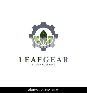 Leaf Gear Symbol Vektor-Logo-Vorlage Illustrationsdesign Stock Vektor