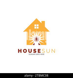 Haus Sonne Icon Vektor Logo Vorlage Illustration Design Stock Vektor