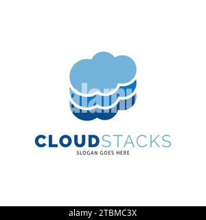 Cloud Stacks Symbol Vektor Logo Vorlage Illustration Design Stock Vektor