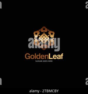 Golden Leaf Logo Design Vorlage Vektor Symbol Illustration Stock Vektor