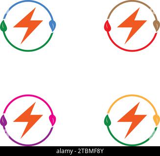 Ist ein Symbol, stellt Energie, Blitz, Blätter und umweltfreundliche Energie Stock Vektor