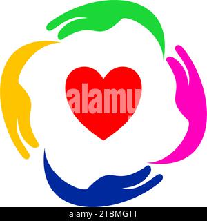 Ist ein Symbol für soziale, humanitäre, Kooperation, Teamarbeit, Unternehmen, Nächstenliebe oder Stiftung Stock Vektor