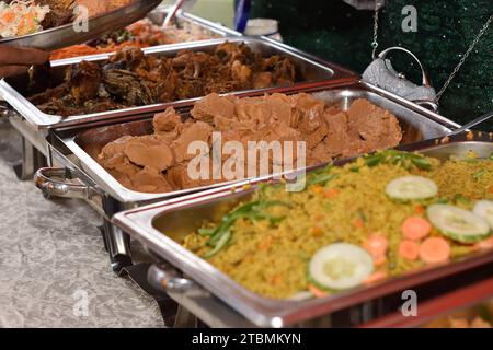 Essen Menü an nigerianischer Rezeption Stockfoto