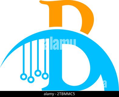 Ist ein Symbol, das den Buchstaben in Kombination mit einem Schaltkreis zugeordnet ist Stock Vektor