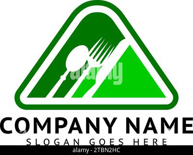 Anfangsbuchstabe A mit Gabel, Löffel, Messer für Restaurant-Logo-Design Stock Vektor