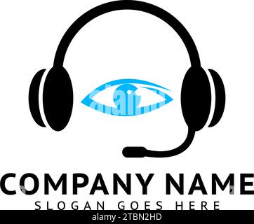 Kopfhörerlogo in Kombination mit Augenvektor Stock Vektor