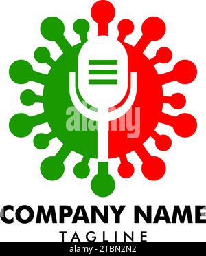 Covid-19 Corona Virus Podcast Logo Template Design Stock Vektor