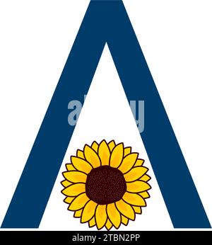 Gelbe Sonnenblumenblätter mit Buchstabe Ein Logo Symbol Symbol Vektor Stock Vektor