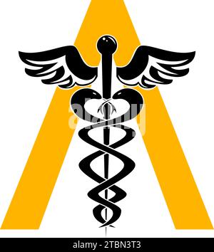 Anfangsbuchstabe A Caduceus Medical Logo Sign Design Stock Vektor