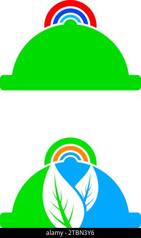 Set von Online Food Logo Designs Vektor Stock Vektor