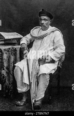 04 25 2018 Vintage Schwarzweiß alte Postkarte, Lokmanya Bal Gangadhar Tilak, Indien Asien. Stockfoto