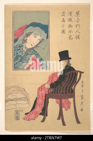 Englishman Sorting Fabrics 2007 von Utagawa (Gountei) Sadahide Stockfoto